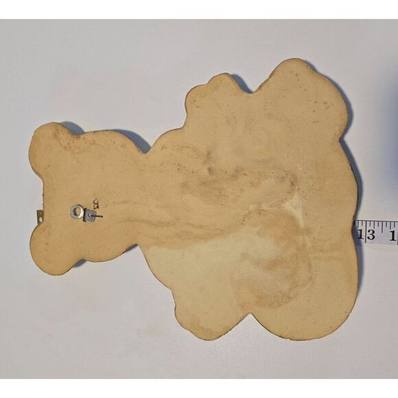 Patchwork Teddy Bear Wall Decor By Foam Craft 8" Multicolor Hand-Painted VTG Pie - Picture 3 of 5